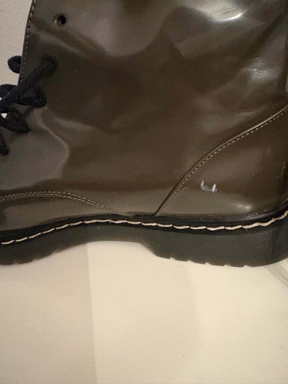 Zara Olive Green Lace-Up Ankle Boots - Picture 4 of 7